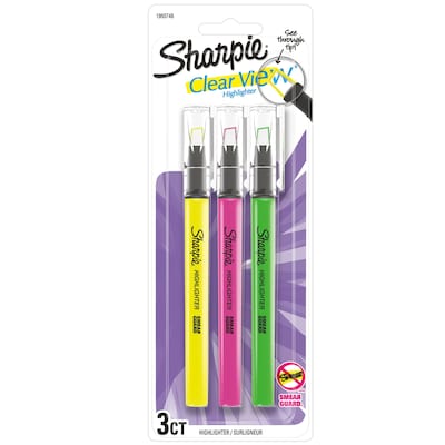 Sharpie Clear View Highlighter, Chisel Tip, Assorted, 3/Pack (1950748/2128214)