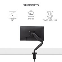 Fellowes Platinum Series Adjustable Monitor Arm, Up to 32, Black (8043301)