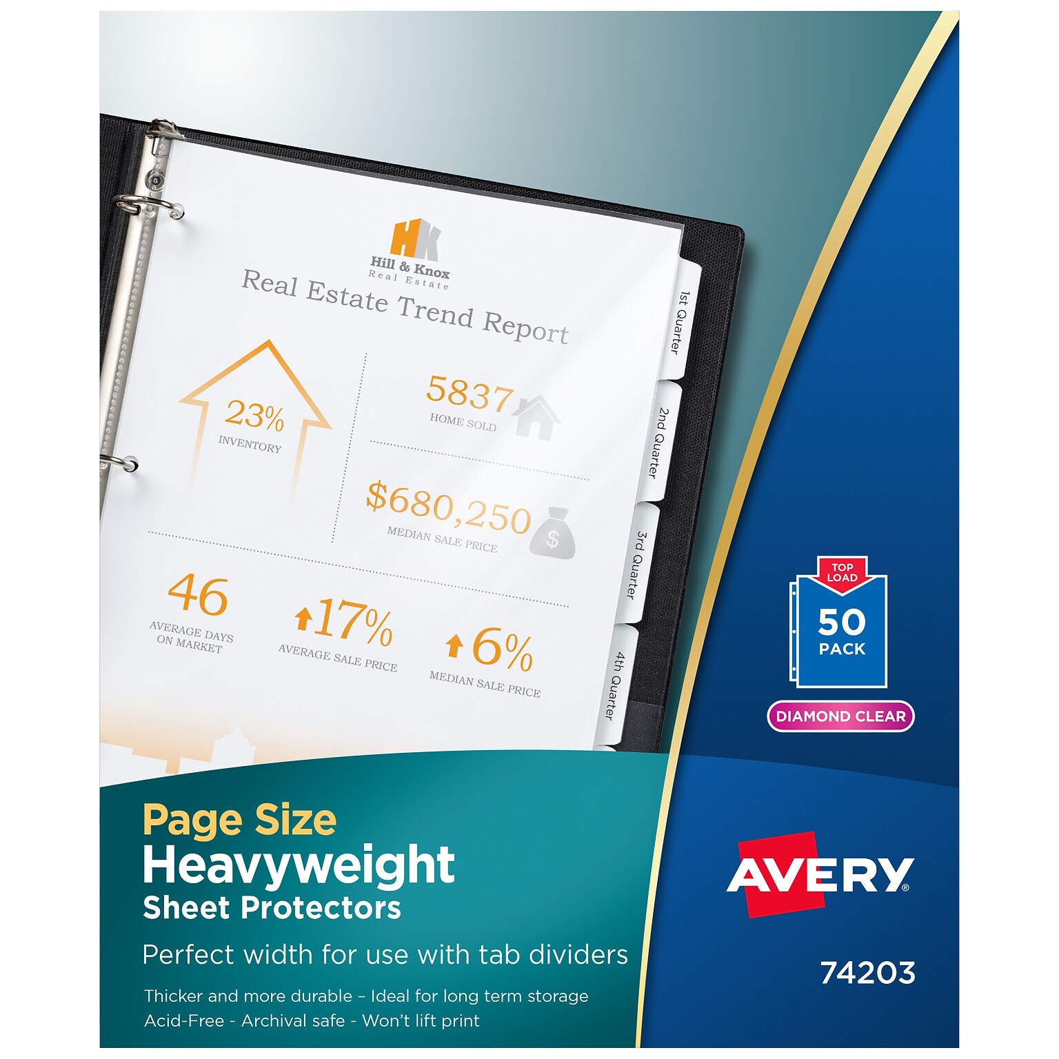 Avery Page Size Heavyweight Sheet Protectors, 8.5 x 11, Diamond Clear, 50/Box (74203)