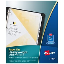 Avery Page Size Heavyweight Non-Glare Sheet Protectors, 8.5 x 11, Clear, 50/Box (74204)