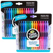 Crayola Take Note! Retractable Gel Pens, Medium Point, Assorted Colored Ink, 14/Pack, 2 Packs (BIN58