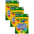 Crayola® Ultra-Clean Washable Markers, Fine Line, 12 Assorted Colors, 3 Boxes (BIN587813-3)