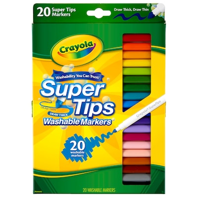Crayola Washable Markers, Super Tips, 20 Assorted Colors, 6 Boxes (BIN588106-6)