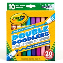 Crayola® Washable Double Doodlers Markers, Dual-Ended, 20 Assorted Colors, 10 Per Pack, 3 Packs (BIN
