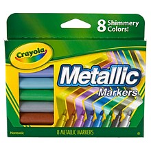 Crayola Metallic Markers, Bullet Tip, 8 Assorted Colors, 3 Boxes (BIN588628-3)