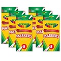 Crayola® Original Formula Markers, Fine Tip, 8 Classic Colors Per Box, 6 Boxes (BIN7709-6)