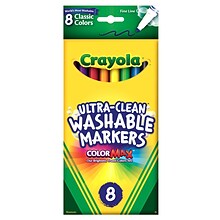 Crayola Ultra-Clean Washable Markers, Fine Tip, 8 Classic Colors/Box, 6 Boxes (BIN7809-6)