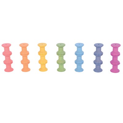 TickiT® Rainbow Wooden Spools, Assorted Rainbow Colors, Set of 21 (CTU73975)