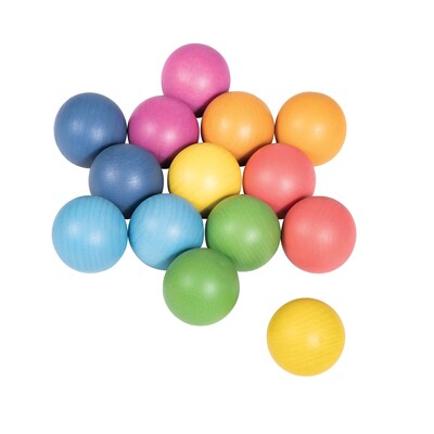 TickiT® Rainbow Wooden Balls, Assorted Rainbow Colors, Set of 14 (CTU73991)