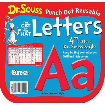 Eureka® Dr. Seuss™ 4" Reusable Punch Out Deco Letters, Red, 217 Pieces Per Pack, 3 Packs (EU-845035-3)