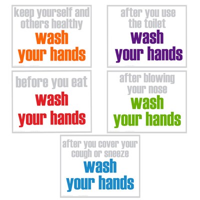 INSPIRED MINDS 11" x 14" Wash Your Hands Posters, Set of 5 (ISMIMHS51P)