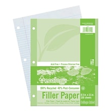 Ecology College Ruled Filler Paper, 8.5 x 11, 3-Hole Punched, 150 Sheets/Pack, 6/Bundle (PAC3202-6
