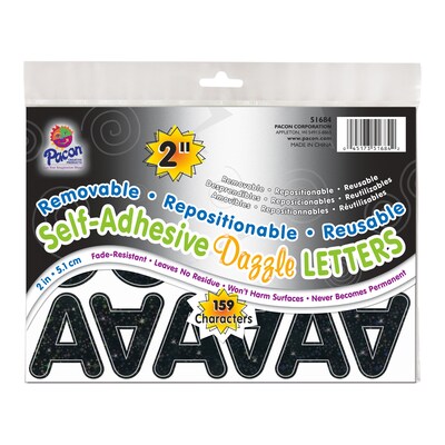 Pacon® 2 Self-Adhesive Puffy Font Letters, Black Dazzle, 159 Characters (PAC51684)