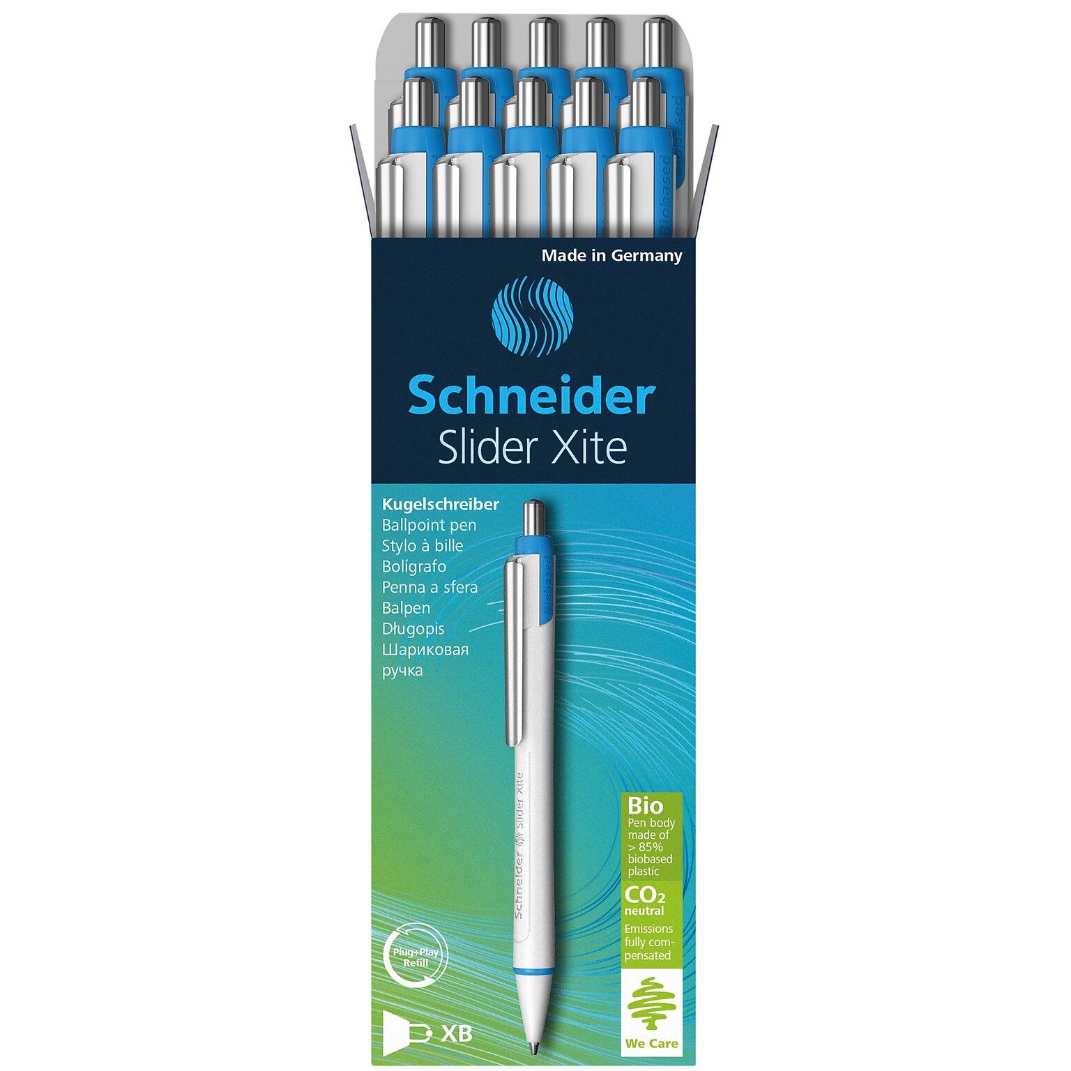 Schneider Slider Xite Retractable Ballpoint Pen, Extra Broad Point, Black Ink, Pack of 10 (PSY133201)