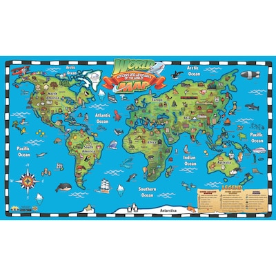 Popar 32 x 54 Kids World Map Interactive Wall Chart with Free App (RWPWC04)