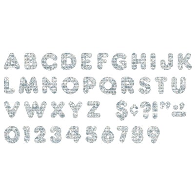 TREND 4 Casual Uppercase Ready Letters®, Silver Sparkle, 71 Per Pack, 3 Packs (T-1613-3)