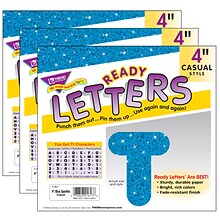 TREND 4 Casual Uppercase Ready Letters®, Blue Sparkle, 71 Per Pack, 3 Packs (T-1617-3)