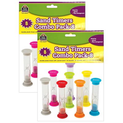 Teacher Created Resources Small Sand Timers Combo, Assorted Colors & Times, 8 Per Pack, 2 Packs (TCR