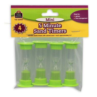 Teacher Created Resources 5 Minute Mini Sand Timer, Green, 4 Per Pack, 6 Packs (TCR20947-6)