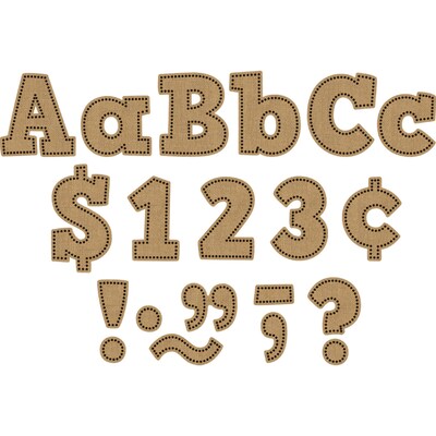 Teacher Created Resources 4" Bold Block Letters Combo Pack, Brown Burlap Design, 230 Characters/Pack, 3 Packs (TCR3938-3)