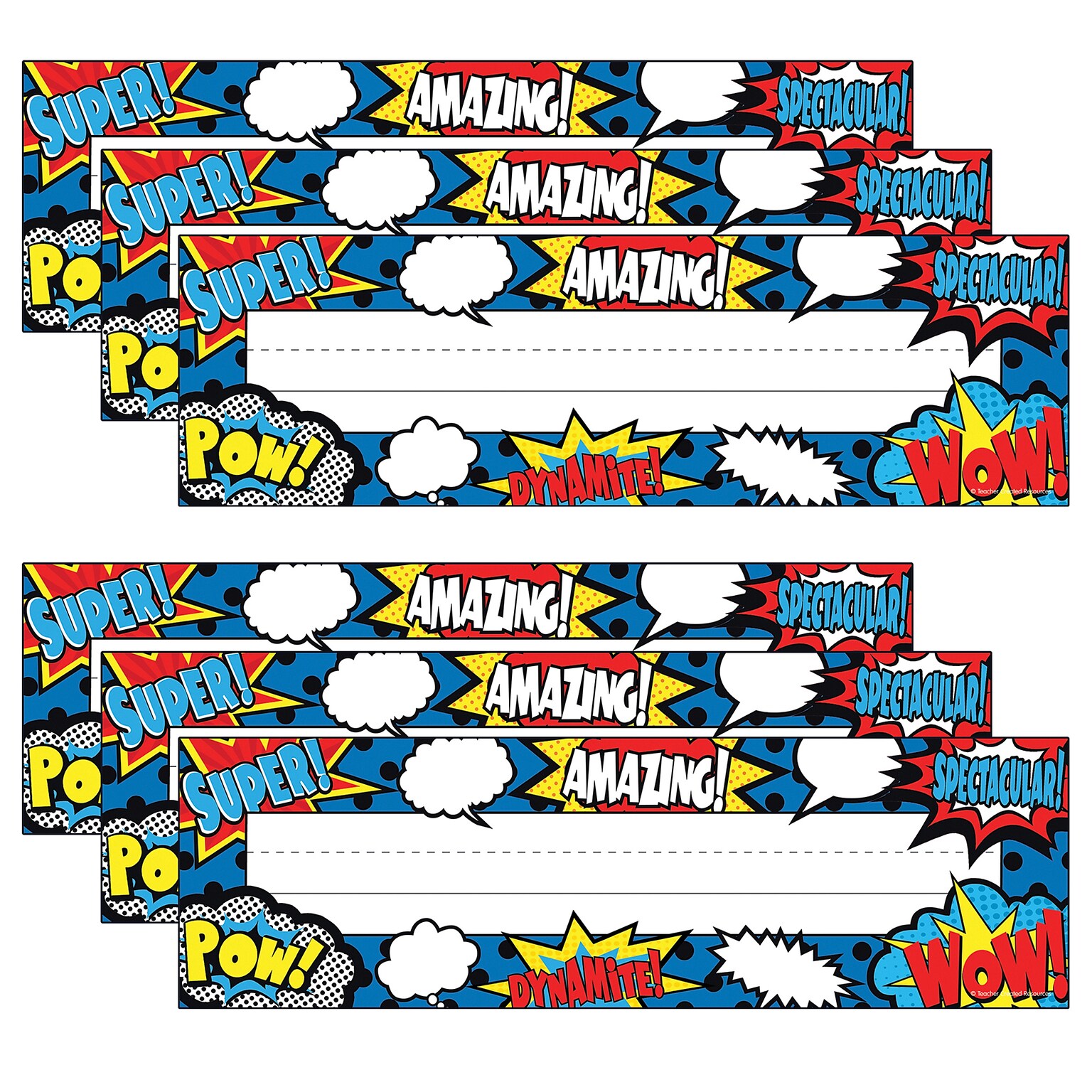Teacher Created Resources Superhero Flat Nameplates, 3.5 x 11.5, 36 Per Pack, 6 Packs (TCR5588-6)