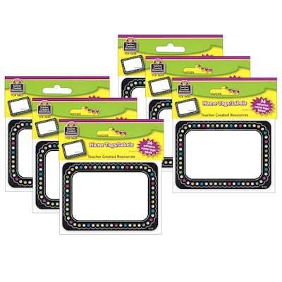 Teacher Created Resources® Chalkboard Brights Name Tags, 3.5 x 2.5, 36 Per Pack, 6 Packs (TCR5623-