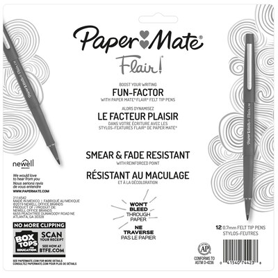 Paper Mate Flair Felt Pen, Medium Point, Assorted Ink, Dozen (74423)
