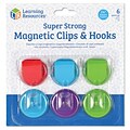 Learning Resources Super Strong Magnetic Clips and Hooks, 1 1/2” dia., Assorted Colors, Pack of 6 (L