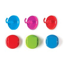 Learning Resources Super Strong Magnetic Clips and Hooks, 1 1/2” dia., Assorted Colors, Pack of 6 (L