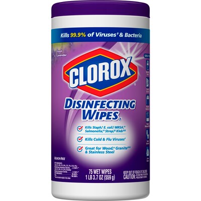 Clorox Disinfecting Wipes, Bleach Free Cleaning Wipes, Fresh Lavender - 75 Wipes (01761)