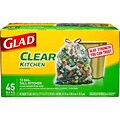 Glad Tall Kitchen Drawstring Recycling Bags, 13 Gallon Clear Trash Bag, 45/Box (78543)
