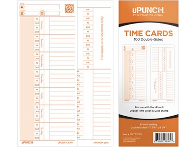 uPunch Time Card for PK1100 Time Clock, 100/Pack (PKTC1100)