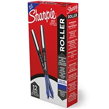 Sharpie Rollerball Pens, 0.5 mm, Needle Point Precision, Blue Ink, Dozen (2093199)