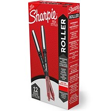 Sharpie Rollerball Pen, Needle Point  Precision Pen, Red Ink, Dozen (2093226)