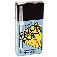 Pilot Razor Point Marker Pens, Ultra Fine Point, Black Ink, Dozen (11001)