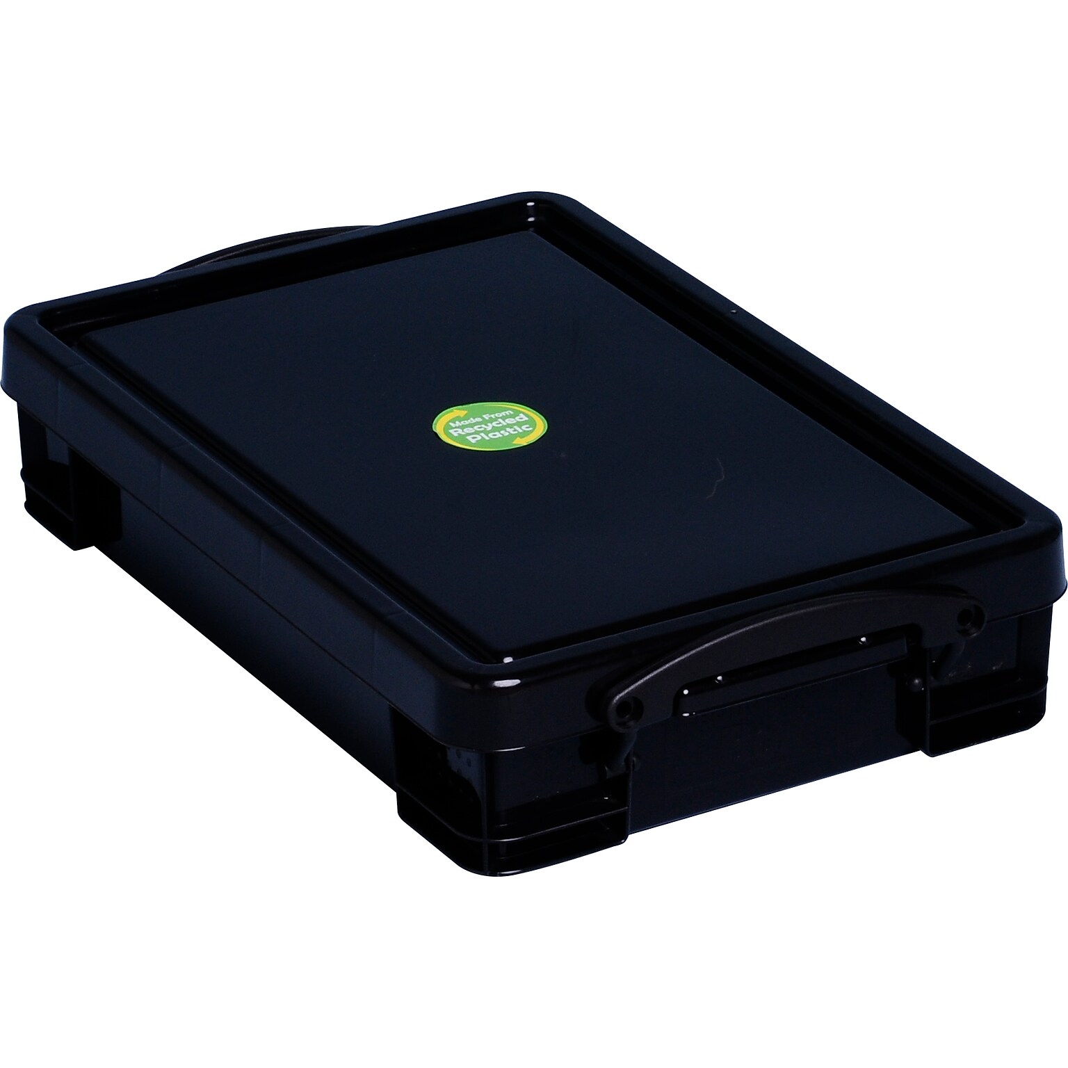 Really Useful Box 4.23 Qt. Latch Lid Storage Tote, Solid Black (4BK)