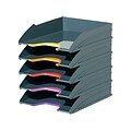 Durable VARICOLOR 5-Compartment Stackable Plastic Letter Tray Set, Anthracite Gray (770557)