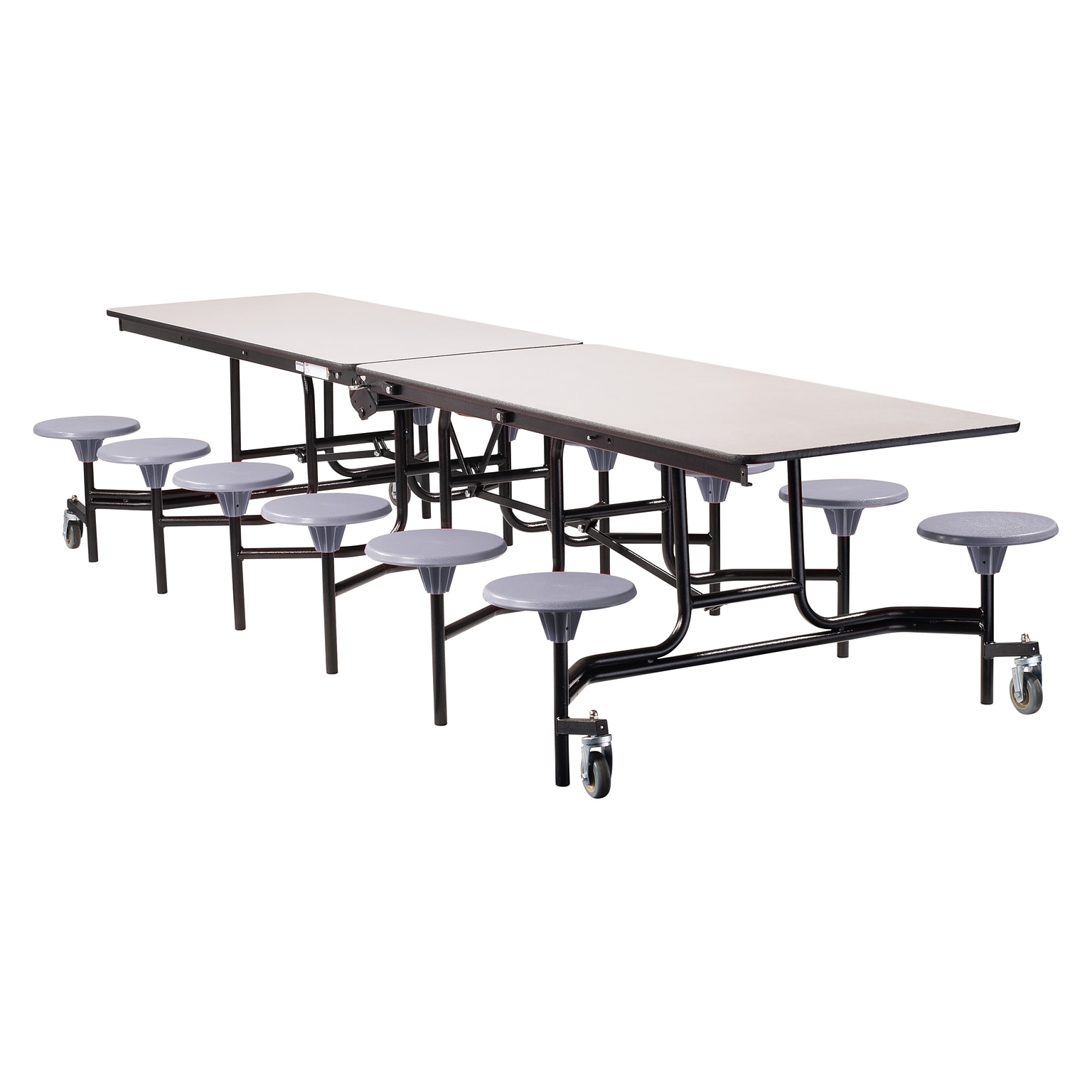 NPS Stool Unit Series, 12 Rectangular Cafeteria Table w/ 12 Stools; Grey Nebula Top/Grey Stools (MTS12MDPEPCGY02)