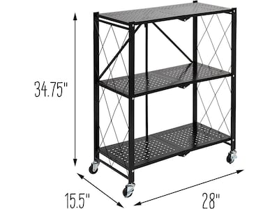 Honey-Can-Do 3-Shelf Metal Mobile Utility Cart with Swivel Wheels, Black (SHF-09577)