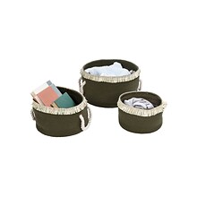 Honey-Can-Do Nesting Baskets with Fringe, Olive Green, 3/Set (STO-09612)