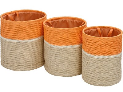 Honey-Can-Do Nesting Baskets with Handles, Orange/White, 3/Set (STO-09611)