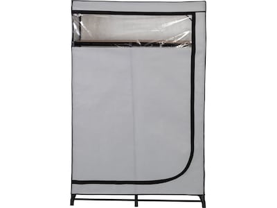 Honey-Can-Do 69 x 46 Portable Wardrobe Closet with Cover and Shelf Gray/Black, Steel/Polyester (WR