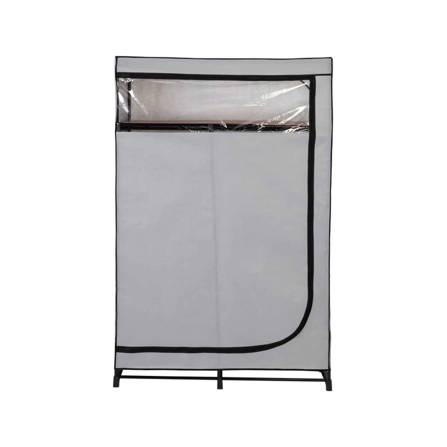 Honey-Can-Do 69 x 46 Portable Wardrobe Closet with Cover and Shelf Gray/Black, Steel/Polyester (WRD-09196)