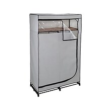 Honey-Can-Do 69 x 46 Portable Wardrobe Closet with Cover and Shelf Gray/Black, Steel/Polyester (WR