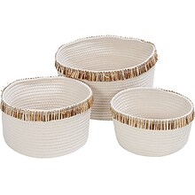 Honey-Can-Do Nesting Baskets with Fringe, White, 3/Set (STO-09535)