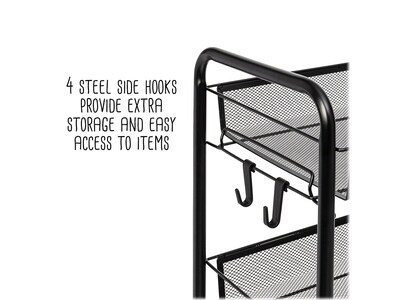Honey-Can-Do 5-Shelf Metal Mobile Utility Cart with Lockable Wheels, Black (CRT-09585)