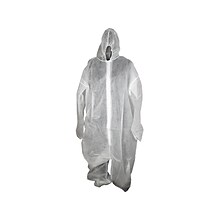 Unimed Large Coverall with Hood, White, 25/Carton (WPCH102700L)