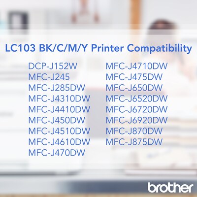 Brother LC103 Black High Yield Ink Cartridge   (LC103BKS)