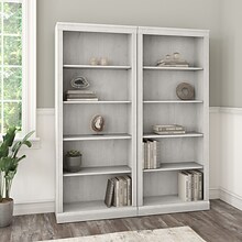 Bush Furniture Saratoga 72H 5-Shelf Bookcase with Adjustable Shelves, Linen White Oak Laminate, 2/S