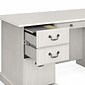 Bush Furniture Saratoga 66" Executive Desk with File Cabinet and Bookcase Set, Linen White Oak (SAR001LW)